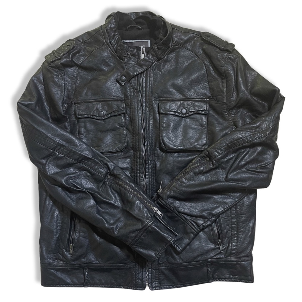 Men’s black leather jacket! Large